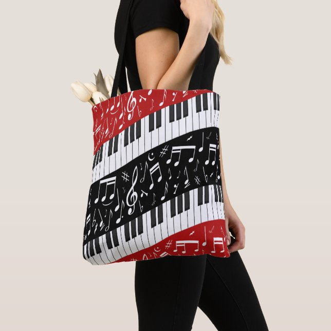 Piano nycklar och musik noter tygkasse (Närbild)