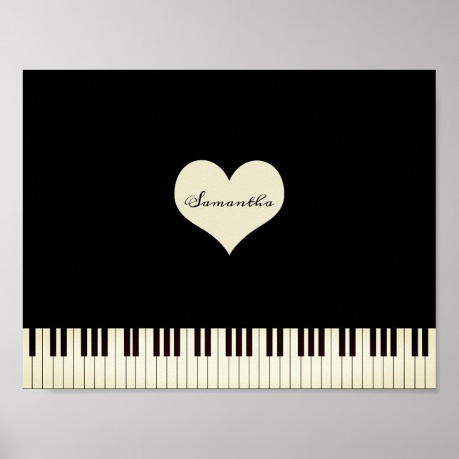 Piano nycklar och Personligen Heart Poster (Framsidan)