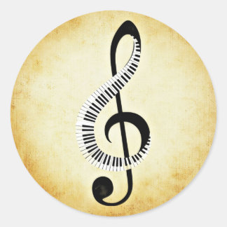 Piano Nycklar på en Music Clef Runt Klistermärke