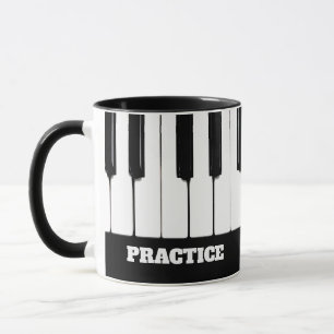 Piano Nycklar "Practice" Anpassade Text Mugg