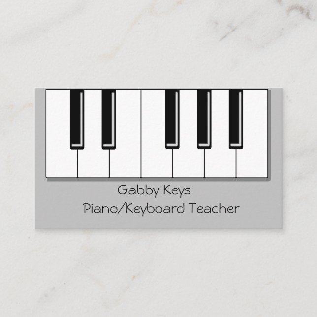 Piano Nycklar Print Coola Piano Tangentbord Teache Visitkort (Framsida)