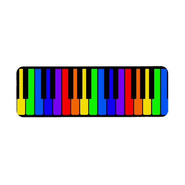Piano Nycklar Rainbow och Black Mönster Returadress Etikett (Framsidan)