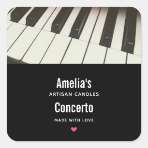 Piano Nycklar - Snyggt B&W Photo Candle Business Fyrkantigt Klistermärke
