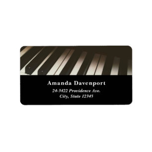 Piano Nycklar - Snyggt Black & White-foto Adressetikett