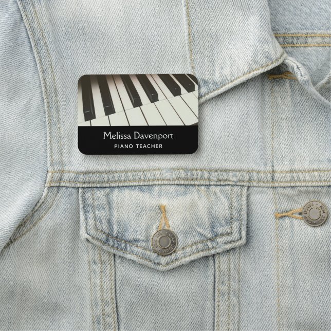 Piano Nycklar - Snyggt Black & White-foto Namnbricka (På plats)
