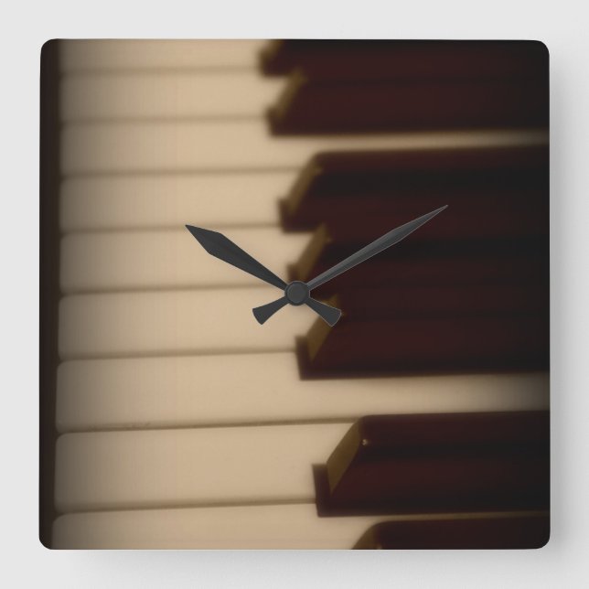 Piano Nycklar Square Clock Fyrkantig Klocka (Framsida)