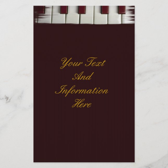 Piano Nycklar Stationery Brevpapper (Framsida)