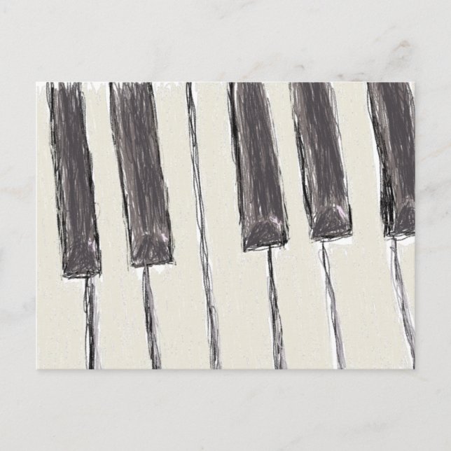Piano Nycklar Teckning vykort (Framsida)