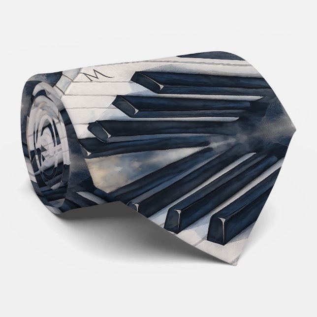 Piano Nycklar Watercolor i Midnight Blue och Silve Slips (Rullad)