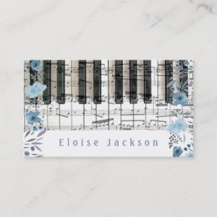piano och blåa blommor dekan visitkort