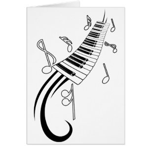Piano och musik noter hälsningskort