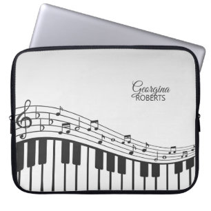 Piano och Musik noter med eget namn Laptop Fodral