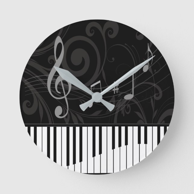 Piano och Musik noter Rund Klocka (Framsida)