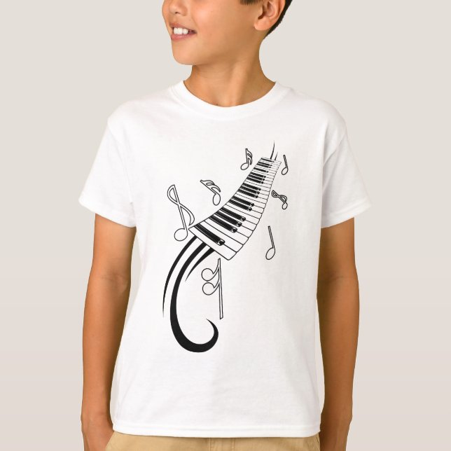 Piano och musik noter tee (Framsida)