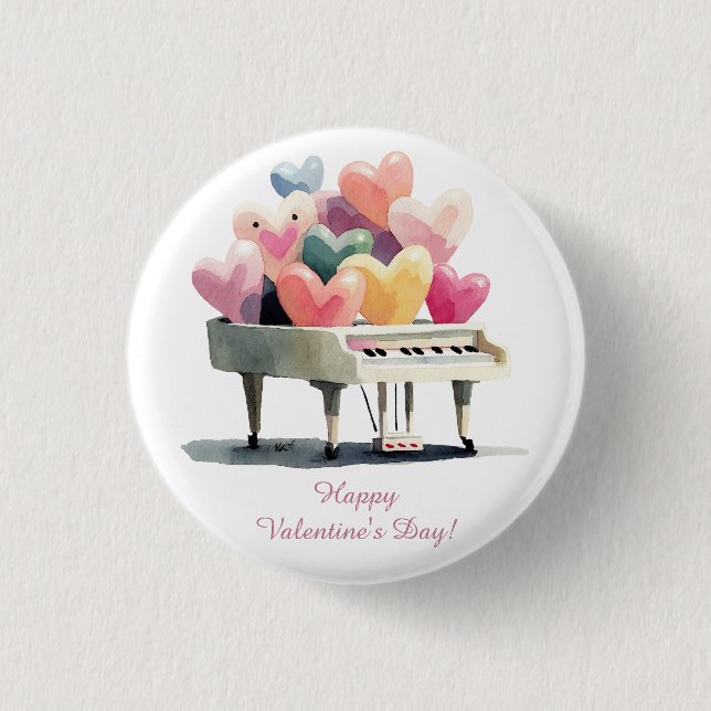Piano of Love Hearts Valentine's Day Knapp (Framsida)