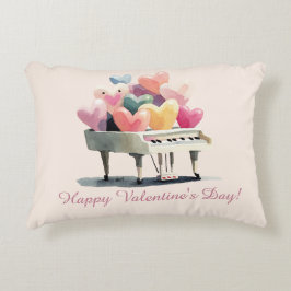 Piano of Love Hearts Valentine's Day Prydnadskudde