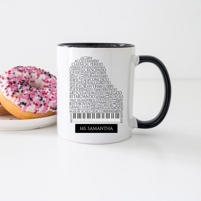 Piano Ord Cloud Gift for Piano Teacher Mugg (Skapare uppladdad)