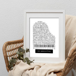 Piano Ord Cloud Gift for Piano Teacher Poster