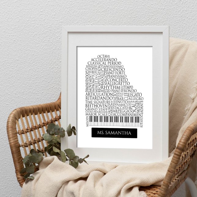 Piano Ord Cloud Gift for Piano Teacher Poster (Skapare uppladdad)