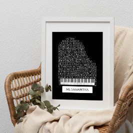 Piano Ord Cloud Gift for Piano Teacher Poster