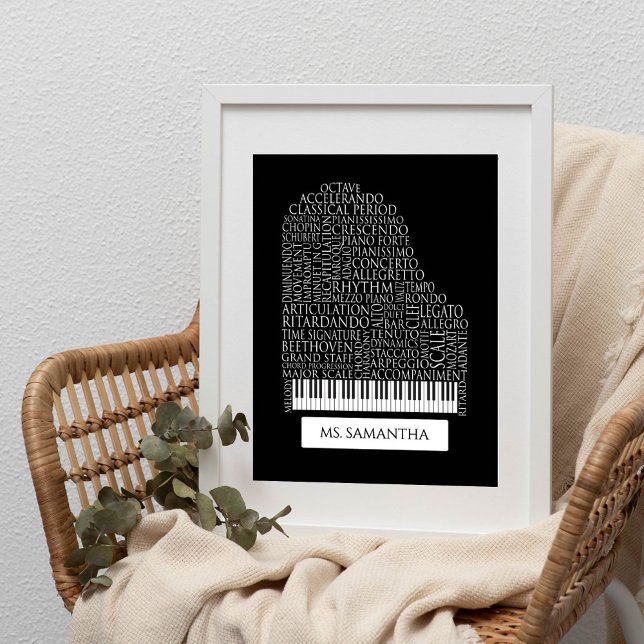 Piano Ord Cloud Gift for Piano Teacher Poster (Skapare uppladdad)