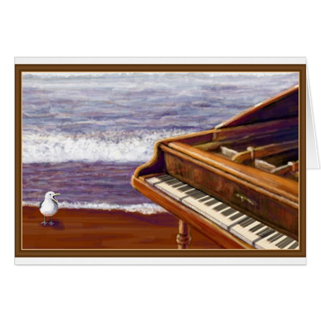 Piano på en Beach Hälsningskort (Framsidan Horizontal)