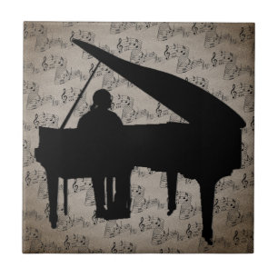 PIANO PÅ MUSIK NOTER CERAMIC TILE KAKELPLATTA