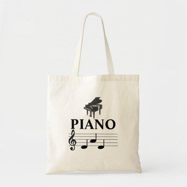 Piano Pappa Grand Piano Pianist Music Note Tygkasse (Framsidan)