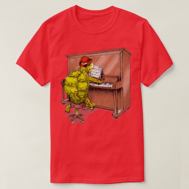 Piano Pay Turtle Art  T Shirt (Design framsida)