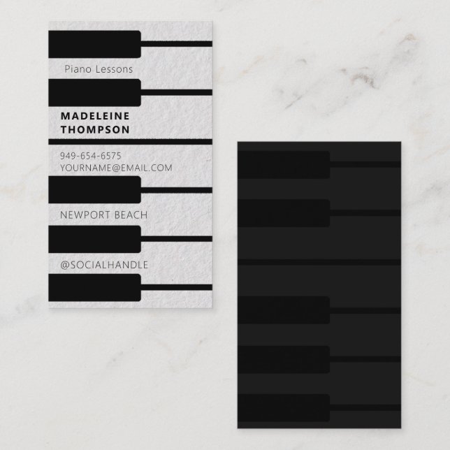 Piano Pianist Music Teacher Nycklar Tangentbord Mo Visitkort (Fram/baksida)