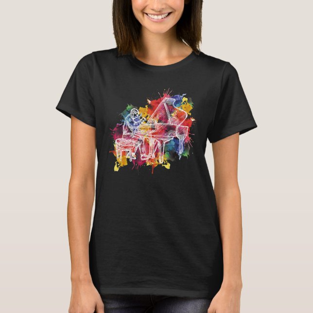 Piano Pianist Musician Gift Instrument T Shirt (Framsida)