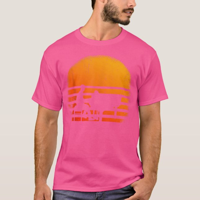 Piano Pianist Retro Sunset Piano T Shirt (Framsida)