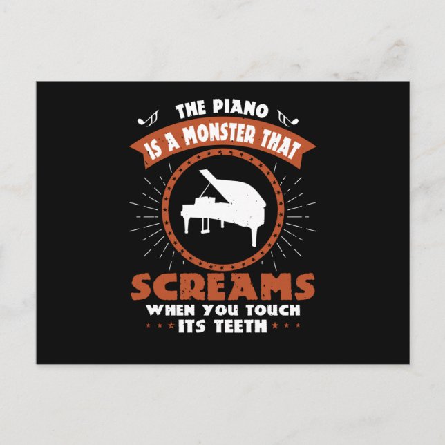 Piano - Piano är ett monster med tänder Vykort (Framsida)