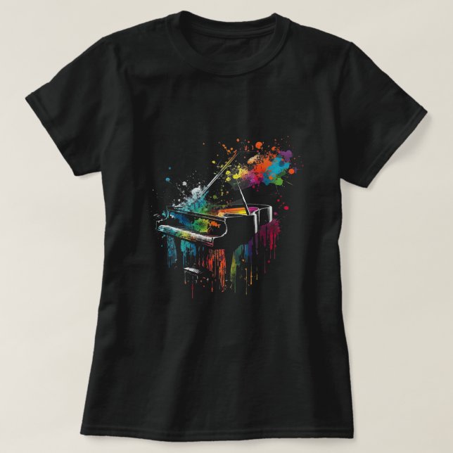 Piano Piano Stänk Art Jazz Composer Tangentbord Pi T Shirt (Design framsida)