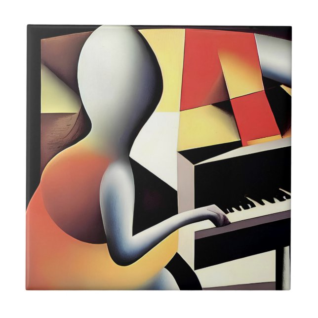 Piano Player - Airbrush Art Kakelplatta (Framsidan)