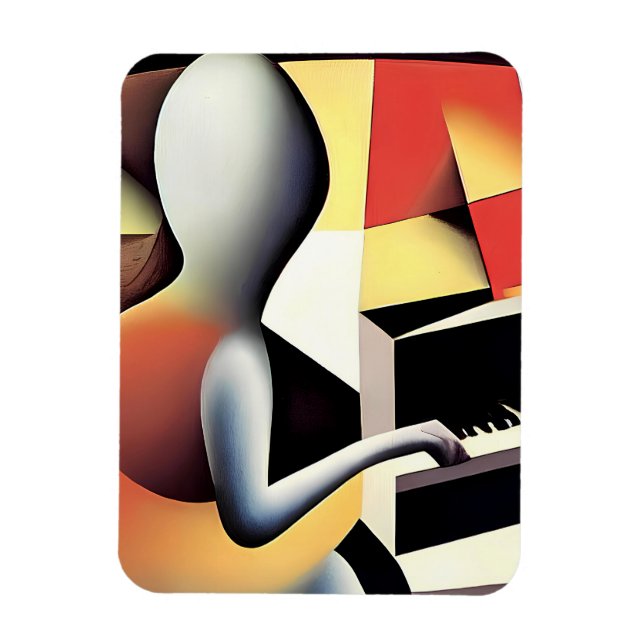Piano Player - Airbrush Art Magnet (Vertikal)