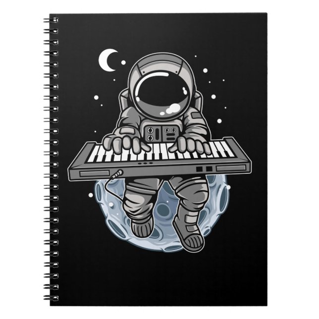 Piano Player Astronaut Music Instrument Cosmonaut Anteckningsbok (Framsidan)