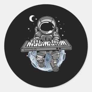 Piano Player Astronaut Music Instrument Cosmonaut Runt Klistermärke
