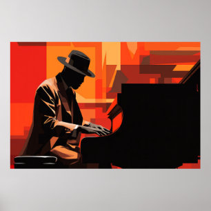 Piano Player Music Painting Abstrakt Art Decor Poster