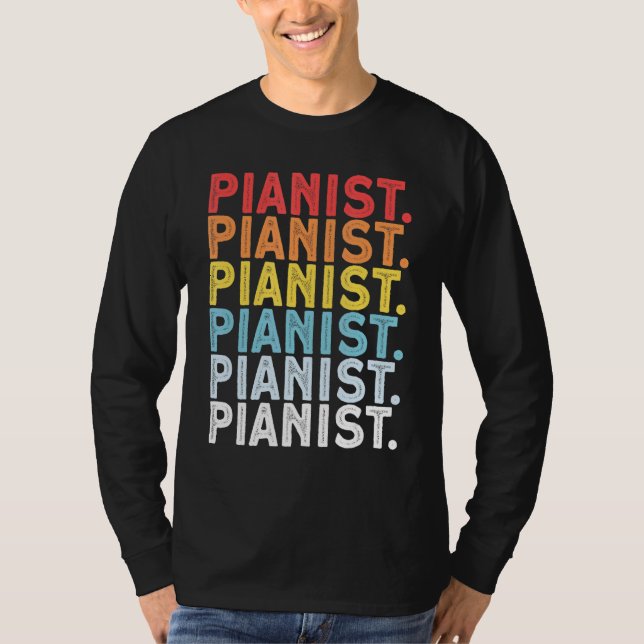 Piano Player Music Retro Pianist T Shirt (Framsida)