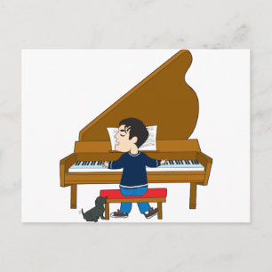 Piano Player och Hund Vykort