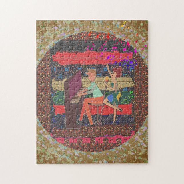 Piano Player och Musik noter Jigszawa Puzzle Pussel (Vertikal)