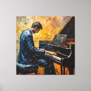 Piano Player - Oljemålning Canvastryck