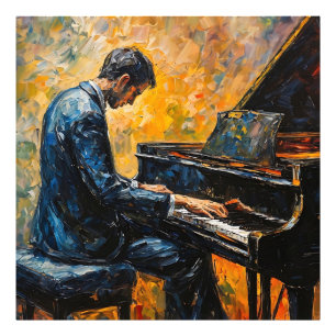 Piano Player - Oljemålning Fototryck