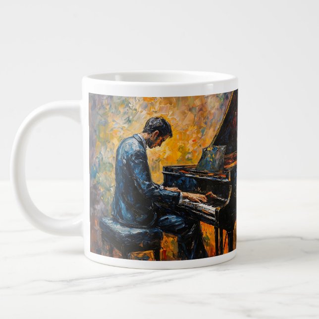 Piano Player - Oljemålning Jumbo Mugg (Vänster)