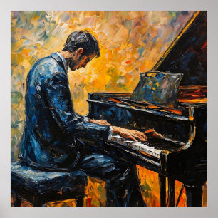 Piano Player - Oljemålning Poster
