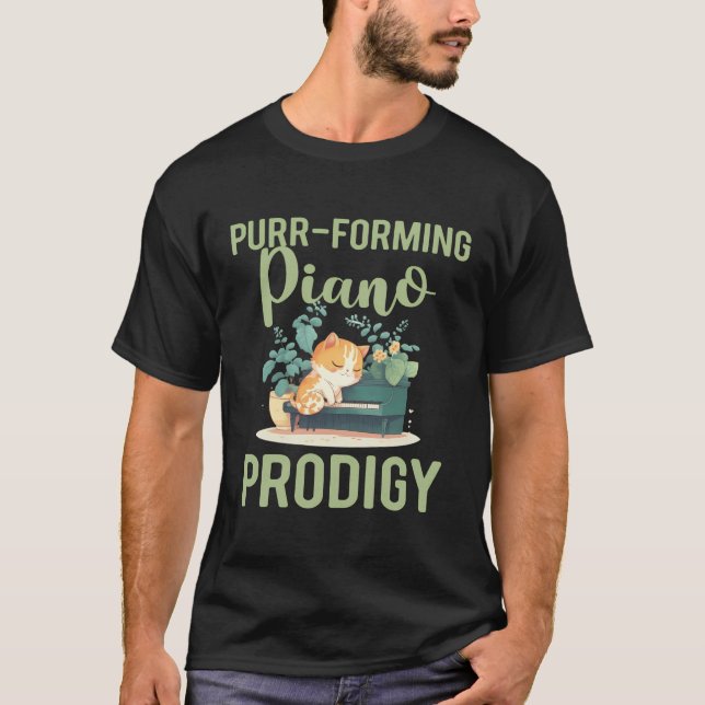 Piano Player Pianist Cat Lover Tangentbord Classic T Shirt (Framsida)