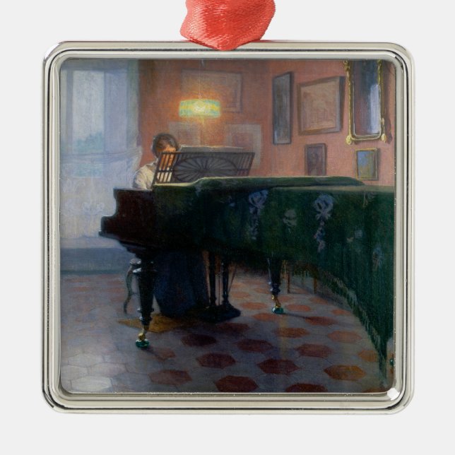 Piano Player (Pianist) (kvinnlig musiker) Julgransprydnad Metall (Framsidan)