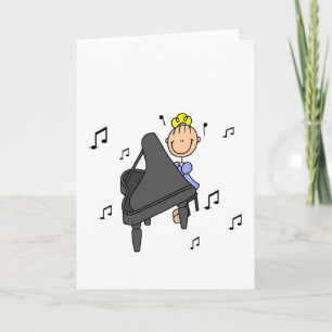 Piano Player Stick figur-hälsningskort Kort