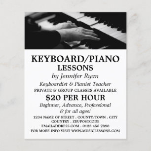 Piano Player, Tangentbord, Piano Lessons Flygblad